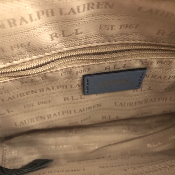 Ralph Lauren light blue shoulder purse with chain and leather handle - Picture 2 of 2